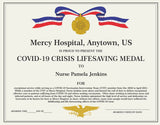 Personalized Certificate Covid-19 Lifesaving Medal