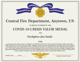 Personalized Certificate Covid-19 Valor Medal