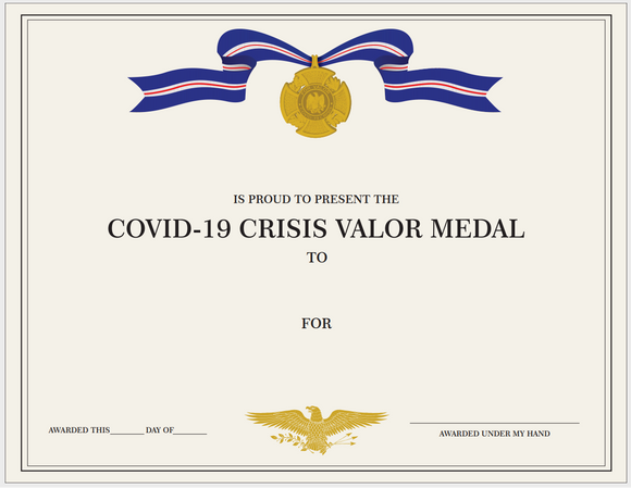 Customizable Certificate Covid-19 Valor Medal